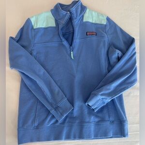 Vineyard Vines Blue and Cream Shep Shirt  Quarter-Zip Pullover